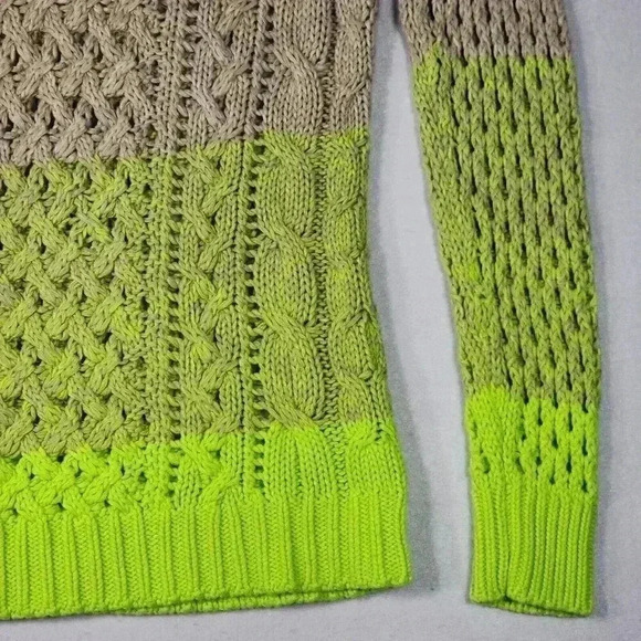 American Eagle AEO Women's Sweater XS Open Weave Ombre Beige Green Soft Pullover - Picture 5 of 16